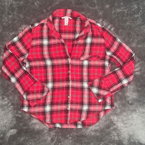 Victoria's Secret Tops - 62. Size S Victoria’s Secret Paid flannel button down night shirt